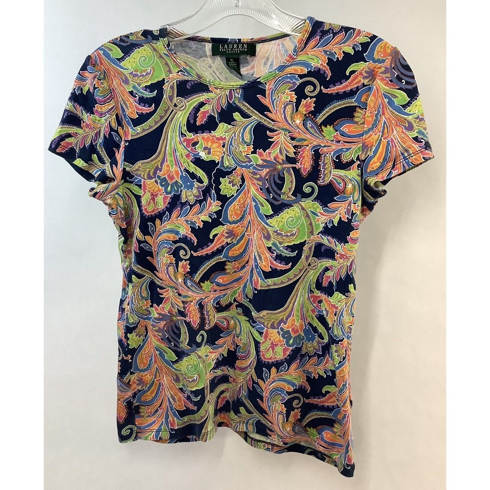 Lauren Ralph Lauren Women’s Shirt Bright Floral Petite Size PL